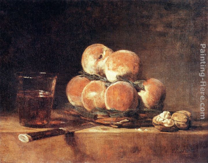 A Basket of Peaches painting - Jean Baptiste Simeon Chardin A Basket of Peaches art painting